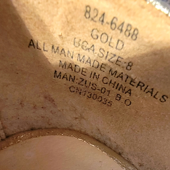 Gold Wedge Heel Sandals - Picture 2 of 5